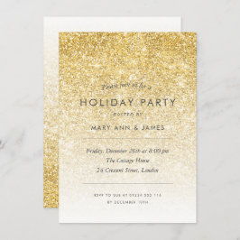 Invitación Fiesta de Purpurina de oro simple