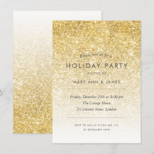 Invitación Fiesta de Purpurina de oro simple