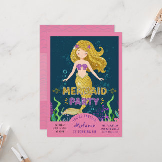 Invitación Fiesta de Purpurina de sirena