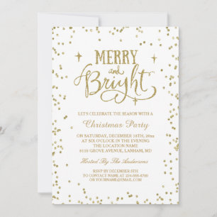 Invitación Fiesta de Purpurinas de oro merry y brillante Navi