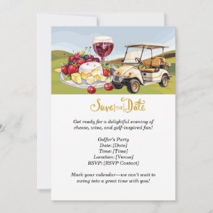 Invitación Fiesta de queso y vino de Golfer - ¡Salven la fech