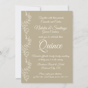 Invitación Fiesta de Quince, Chica beige de gemelo blanco
