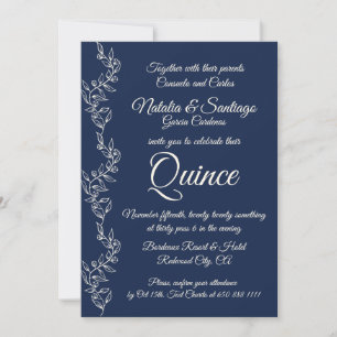 Invitación Fiesta de Quince, Chica de la Armada Azul-Blanco