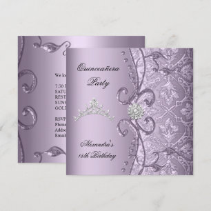 Invitación Fiesta de Quinceañera 15 Damask Lilac Imagen de jo