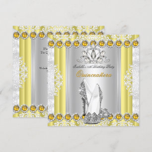 Invitación Fiesta de Quinceañera Cumpleaños 15 Amarillo Dorad