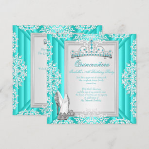Invitación Fiesta de Quinceañera Cumpleaños 15 Azul Turquesa