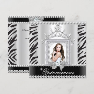 Invitación Fiesta de Quinceañera Cumpleaños 15 Cebras Negro B