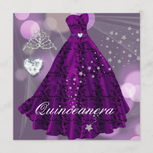 Invitación Fiesta de Quinceañera Cumpleaños 15 Morado