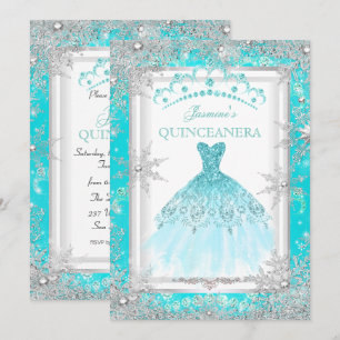 Invitación Fiesta de Quinceañera de invierno mágico plateado