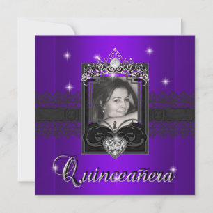 Invitación Fiesta de Quinceañera de Purpura con Brillo Cumple