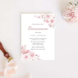 Invitación Fiesta de Quinceanera elegante de Rubor