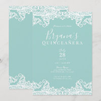 Fiesta de Quinceañera Elegante Turquesa y Encaje B