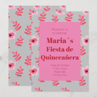 Invitación Fiesta de Quinceañera Flores Acuarela