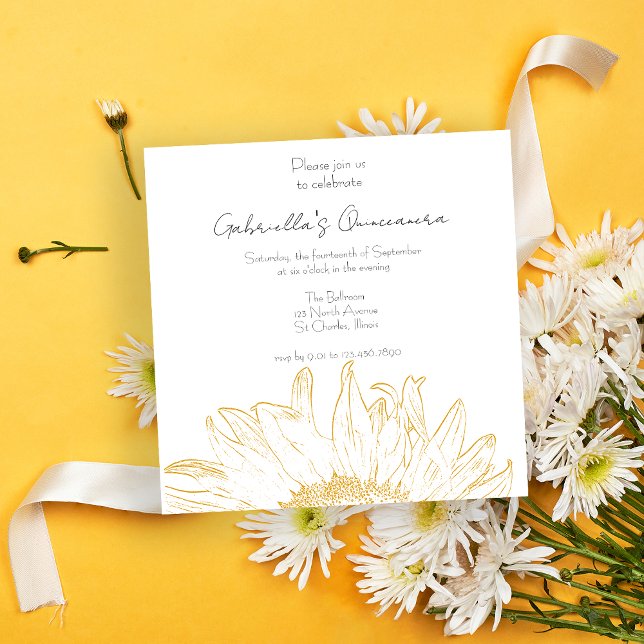 Invitación Fiesta de Quinceanera gráfico de girasol amarillo (Subido por el creador)