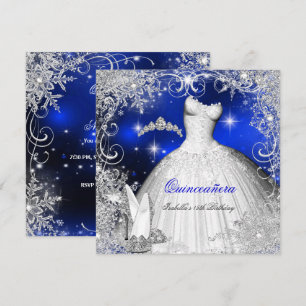 Invitación Fiesta de Quinceañera Reino Azul Invierno Mágico