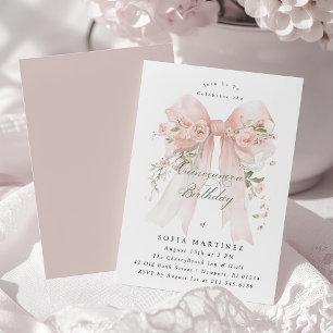 Invitación Fiesta de Quinceañera Rosa Coqueta Arco Rosa Flora