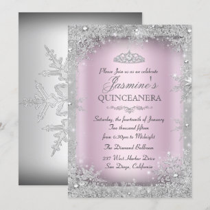 Invitación Fiesta de Quinceañera Rosa en País de las Maravill