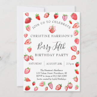 Invitación Fiesta de quinto cumpleaños de Berry 5º cumpleaños