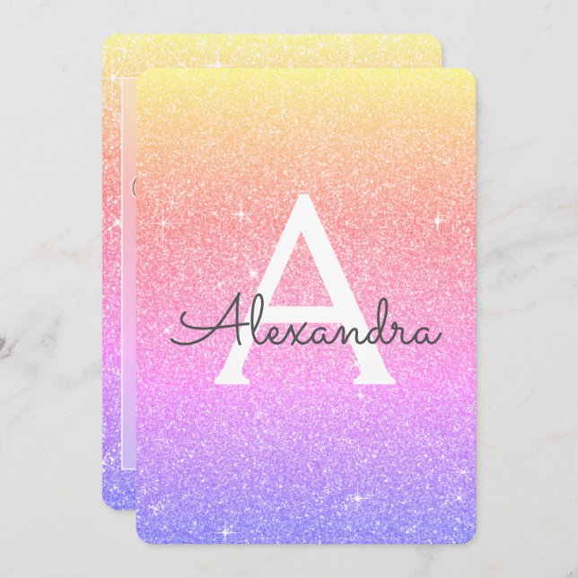Invitación Fiesta de Rainbow Ombre Sparkle Purpurina Hen (Anverso / Reverso)
