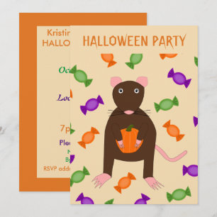 Invitación Fiesta de Rata de Halloween y Personalizado de cal