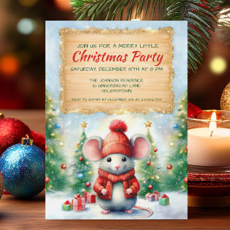 Invitación Fiesta de ratón de Navidades cutas