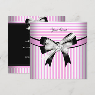 Invitación Fiesta de Raya Rosa Negra Blanca para Todas las Oc