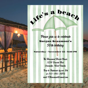 Invitación Fiesta de rayas modernas de verano en la playa Cum