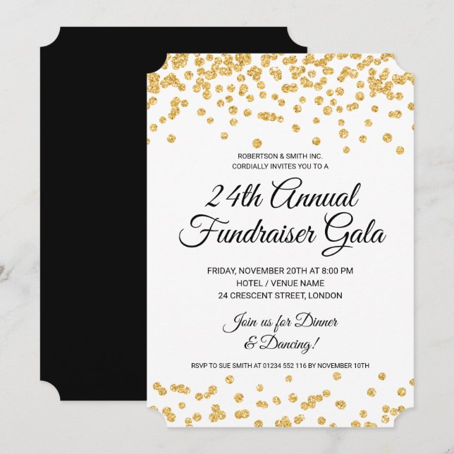 Invitación Fiesta de Recaudación de Fondos Corporativos Purpu (Anverso / Reverso)