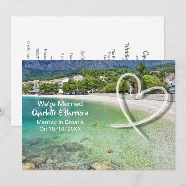 Invitación Fiesta De Recepción De Boda Casada En Croacia (Anverso / Reverso)