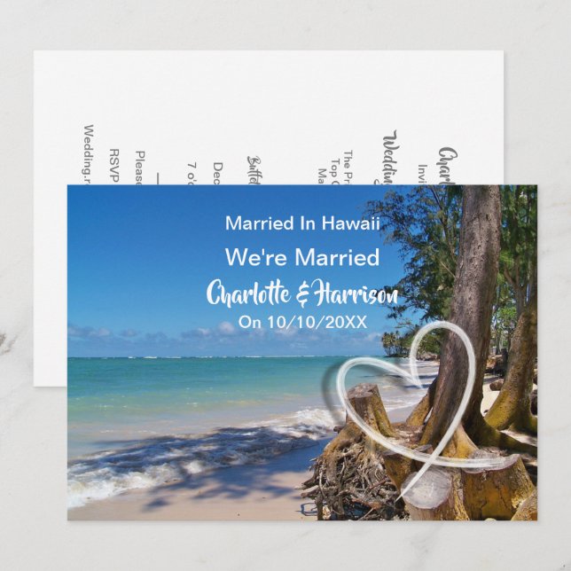 Invitación Fiesta De Recepción De Boda Casada En Hawái (Anverso / Reverso)