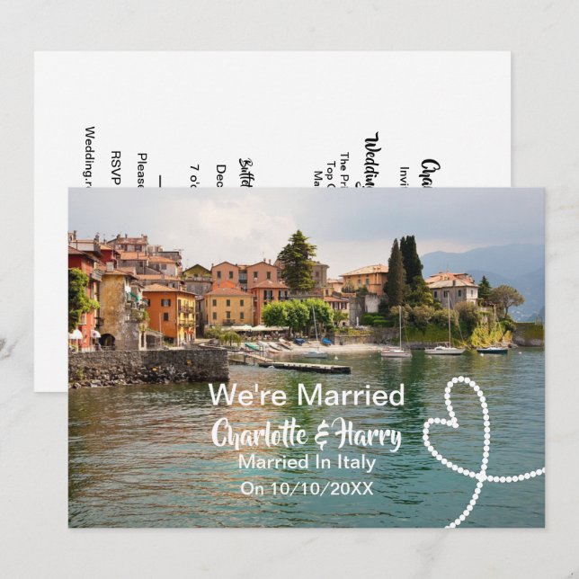 Invitación Fiesta De Recepción De Boda Casada En Italia (Anverso / Reverso)