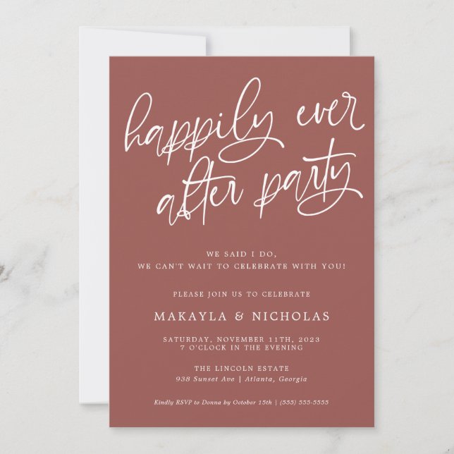 Invitación Fiesta de recepción de boda de Rosa feliz para sie (Anverso)