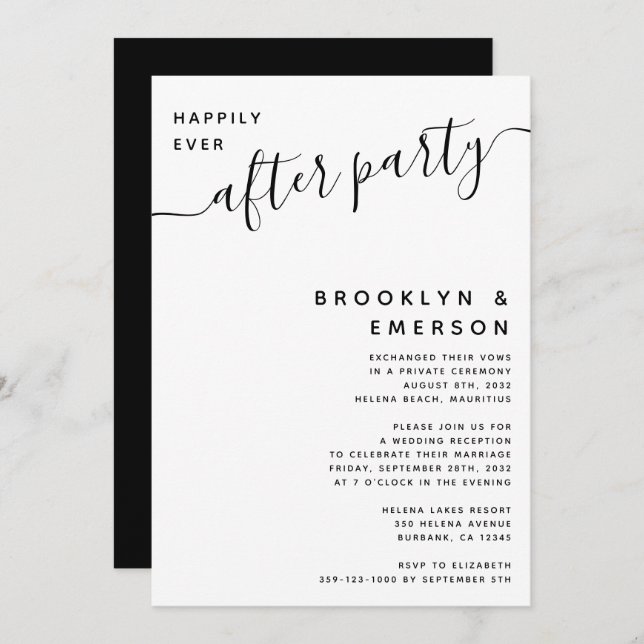 Invitación Fiesta de recepción de boda Felices para siempre (Anverso / Reverso)