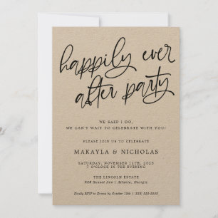 Invitación Fiesta de recepción de boda para siempre feliz