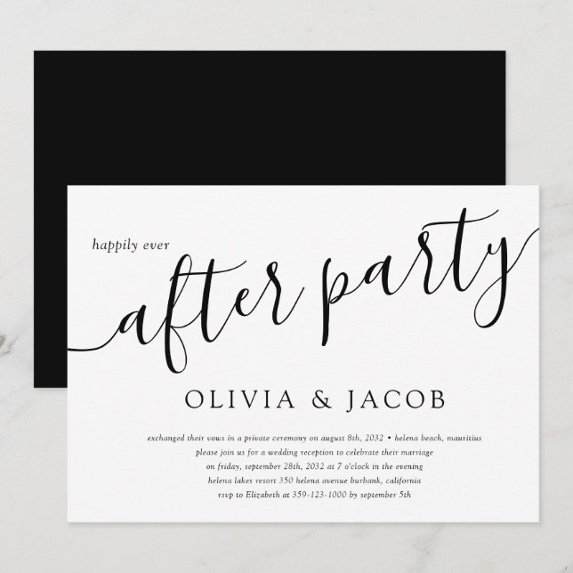 Invitación Fiesta de recepción de boda para siempre feliz (Anverso / Reverso)