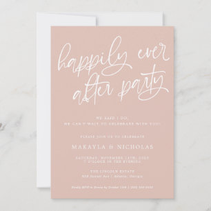 Invitación Fiesta de recepción de boda Pink Happily Ever Afte