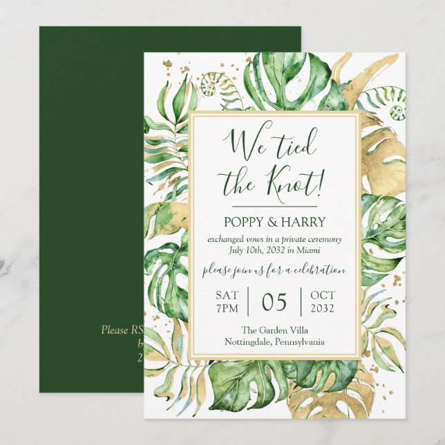 Invitación Fiesta de Recepción de Boda sin Previo Aviso en el (Anverso / Reverso)