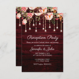 Invitación Fiesta de recepción de bodas rústicas de madera ma