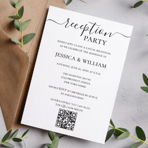 Invitación Fiesta de recepción de código QR minimalista y mod