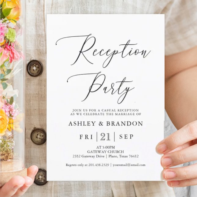 Invitación Fiesta de Recepción Rústica con Caligrafía Simple (Subido por el creador)