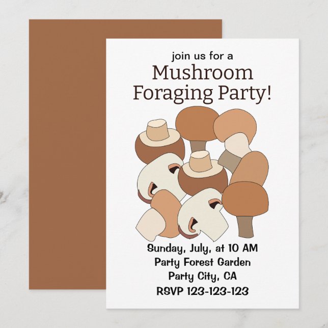 Invitación Fiesta de recolección de hongos comestibles (Anverso / Reverso)