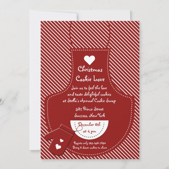 Invitación Fiesta de Red Apron Cookie Exchange (Anverso)