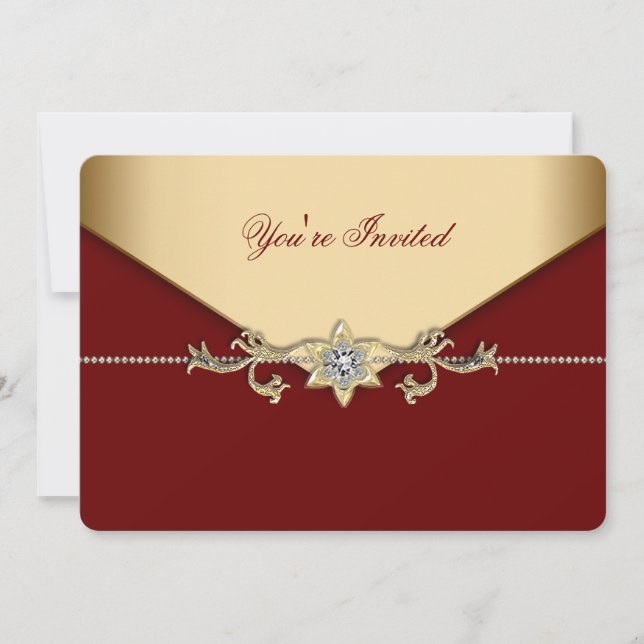 Invitación Fiesta de Red y Gold Corporate (Anverso)