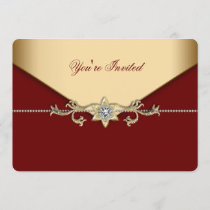 Invitación Fiesta de Red y Gold Corporate