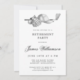 Invitación Fiesta de reducción de temas de golf Blanco negro
