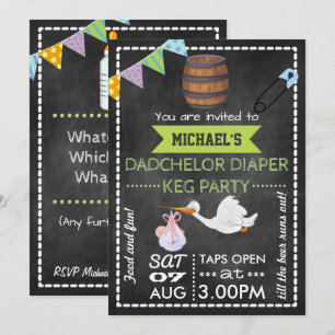 Invitación Fiesta de regadera de bebé Dadchelor Barril de tiz