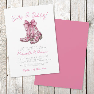 Invitación Fiesta de Regalos de Boda en el Campo con Lazo Ros