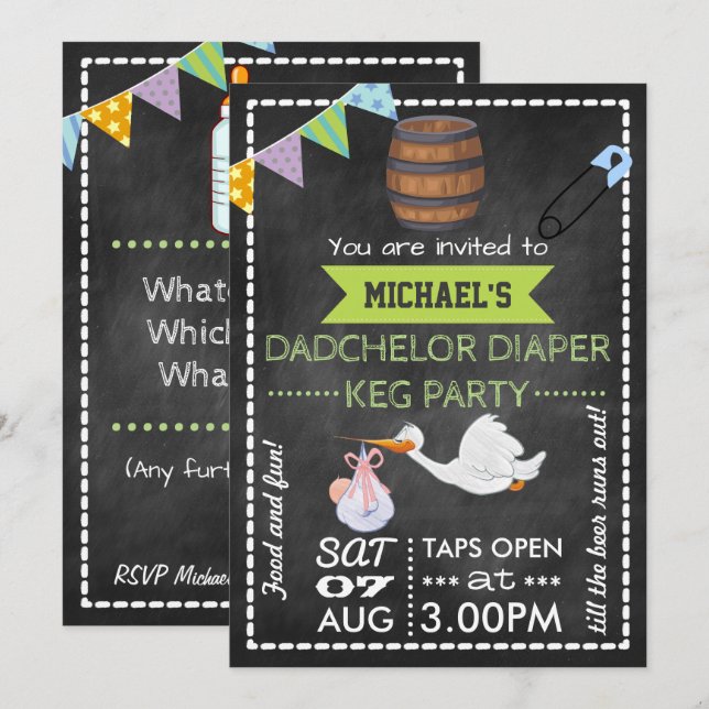 Invitación Fiesta de regalos para bebé Chalkboard para el fut (Anverso / Reverso)