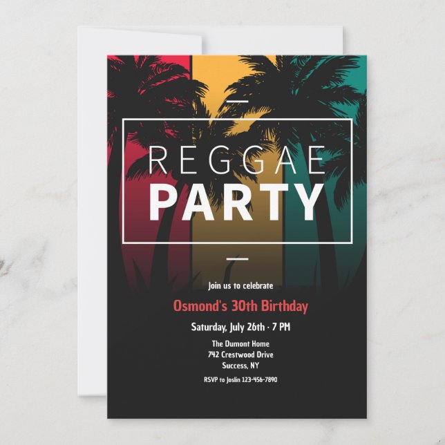 Invitación Fiesta de Reggae  (Anverso)