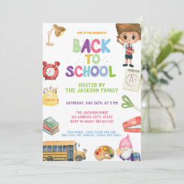Invitación Fiesta de Regreso a Clases con Acuarela Colorida